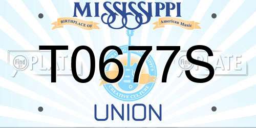 T0677S Mississippi License Plate