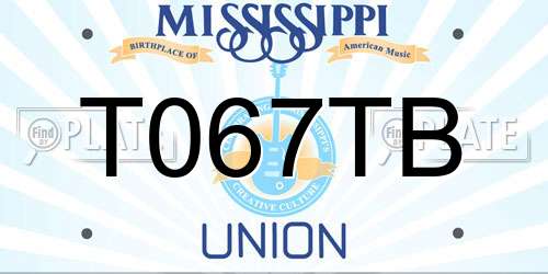 T067TB Mississippi License Plate