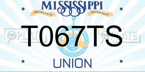 T067TS Mississippi License Plate