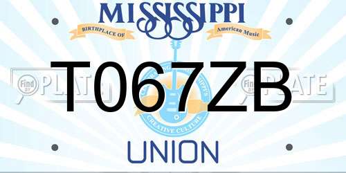 T067ZB Mississippi License Plate