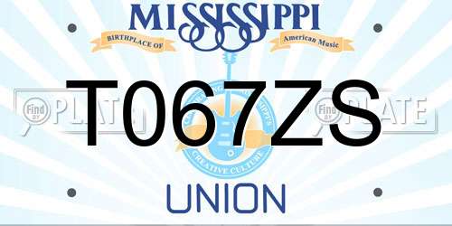 T067ZS Mississippi License Plate