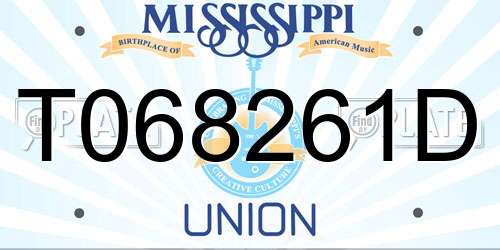 T068261D Mississippi License Plate