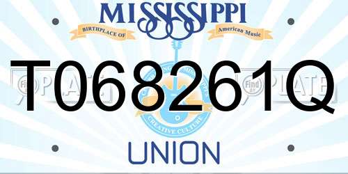 T068261Q Mississippi License Plate