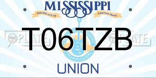 T06TZB Mississippi License Plate