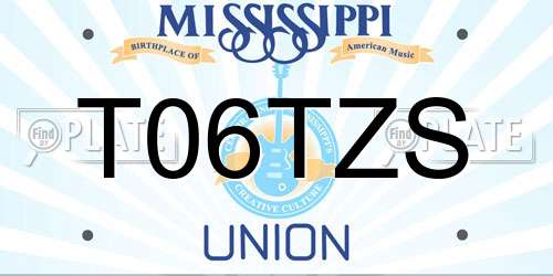 T06TZS Mississippi License Plate