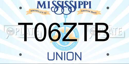 T06ZTB Mississippi License Plate