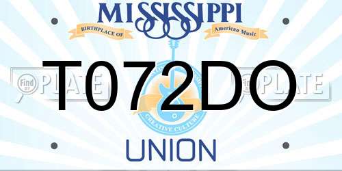 T072DO Mississippi License Plate