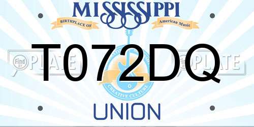 T072DQ Mississippi License Plate