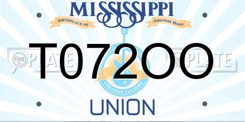 T072OO Mississippi License Plate
