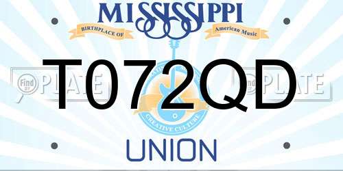 T072QD Mississippi License Plate