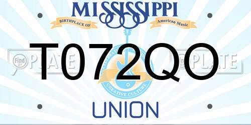 T072QO Mississippi License Plate