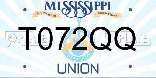 T072QQ Mississippi License Plate