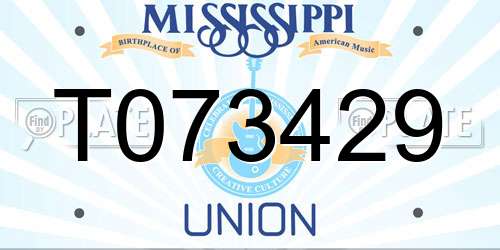 T073429 Mississippi License Plate