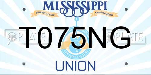 T075NG Mississippi License Plate
