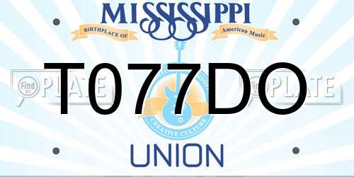 T077DO Mississippi License Plate