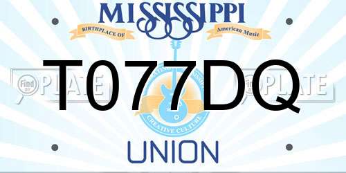 T077DQ Mississippi License Plate