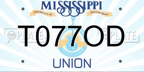 T077OD Mississippi License Plate