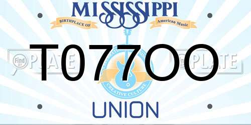 T077OO Mississippi License Plate