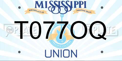 T077OQ Mississippi License Plate