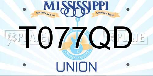 T077QD Mississippi License Plate