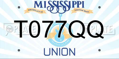T077QQ Mississippi License Plate