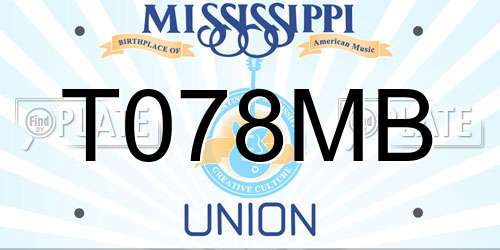 T078MB Mississippi License Plate