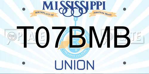 T07BMB Mississippi License Plate