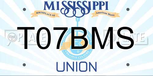T07BMS Mississippi License Plate