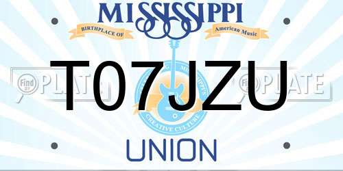 T07JZU Mississippi License Plate