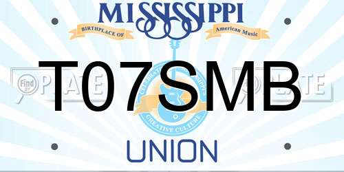 T07SMB Mississippi License Plate
