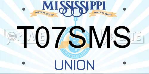 T07SMS Mississippi License Plate