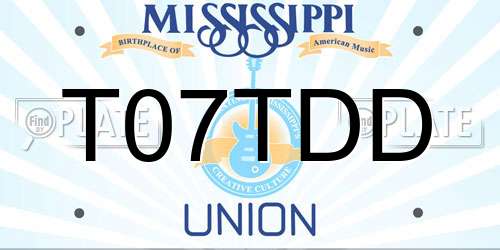 T07TDD Mississippi License Plate