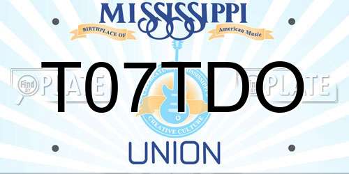 T07TDO Mississippi License Plate