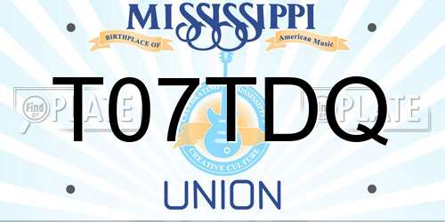 T07TDQ Mississippi License Plate