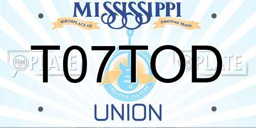 T07TOD Mississippi License Plate