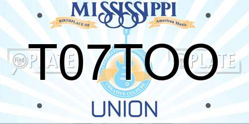 T07TOO Mississippi License Plate