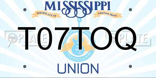 T07TOQ Mississippi License Plate