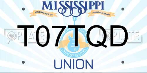 T07TQD Mississippi License Plate