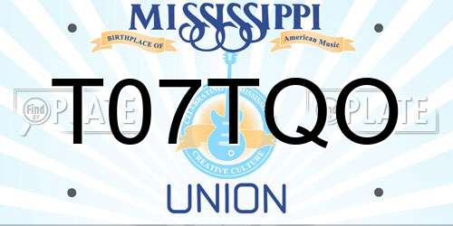 T07TQO Mississippi License Plate