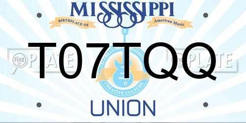 T07TQQ Mississippi License Plate