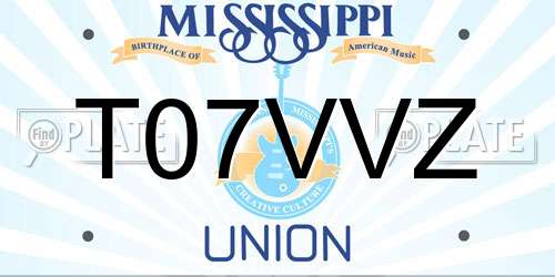 T07VVZ Mississippi License Plate