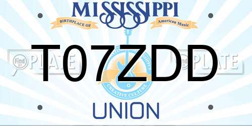 T07ZDD Mississippi License Plate