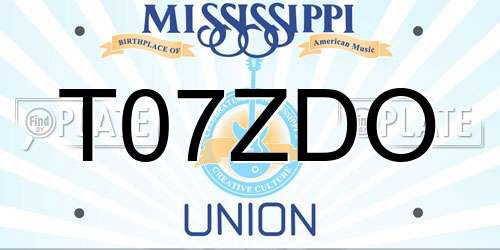 T07ZDO Mississippi License Plate
