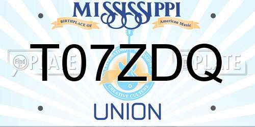 T07ZDQ Mississippi License Plate