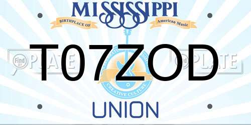 T07ZOD Mississippi License Plate