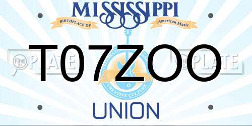T07ZOO Mississippi License Plate