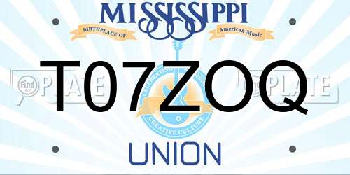 T07ZOQ Mississippi License Plate