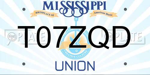 T07ZQD Mississippi License Plate