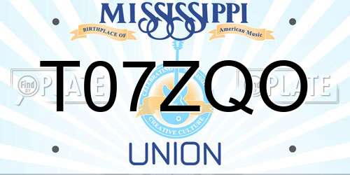 T07ZQO Mississippi License Plate
