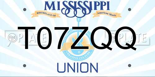 T07ZQQ Mississippi License Plate